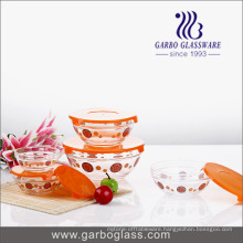 Set of 5 PCS Print Glass Bowl with PC Lid